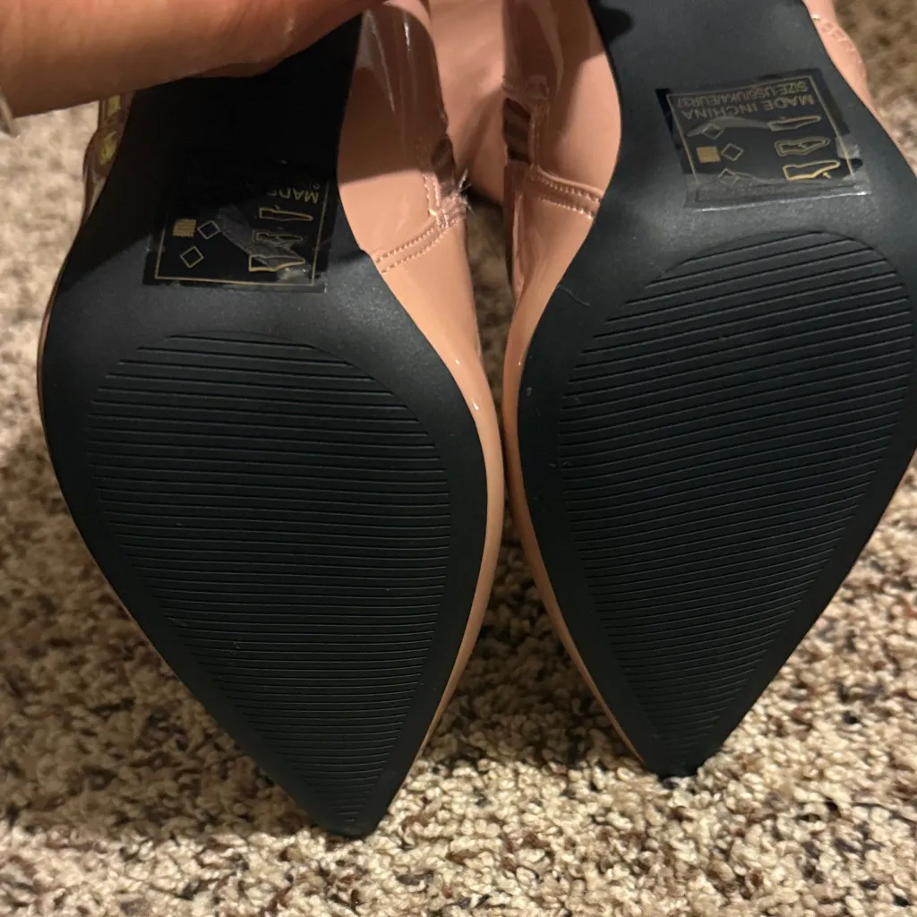 Elegant Nude Stiletto thigh high Boots Size 6 - Image 3