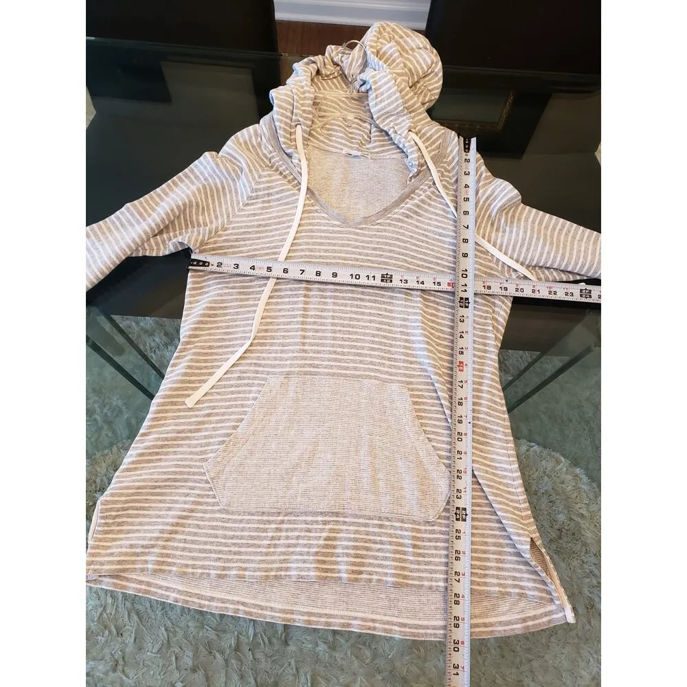 Standard James Perse Sweatshirt Womens Size 4 Gray Striped Hooded Drawstring - Image 8