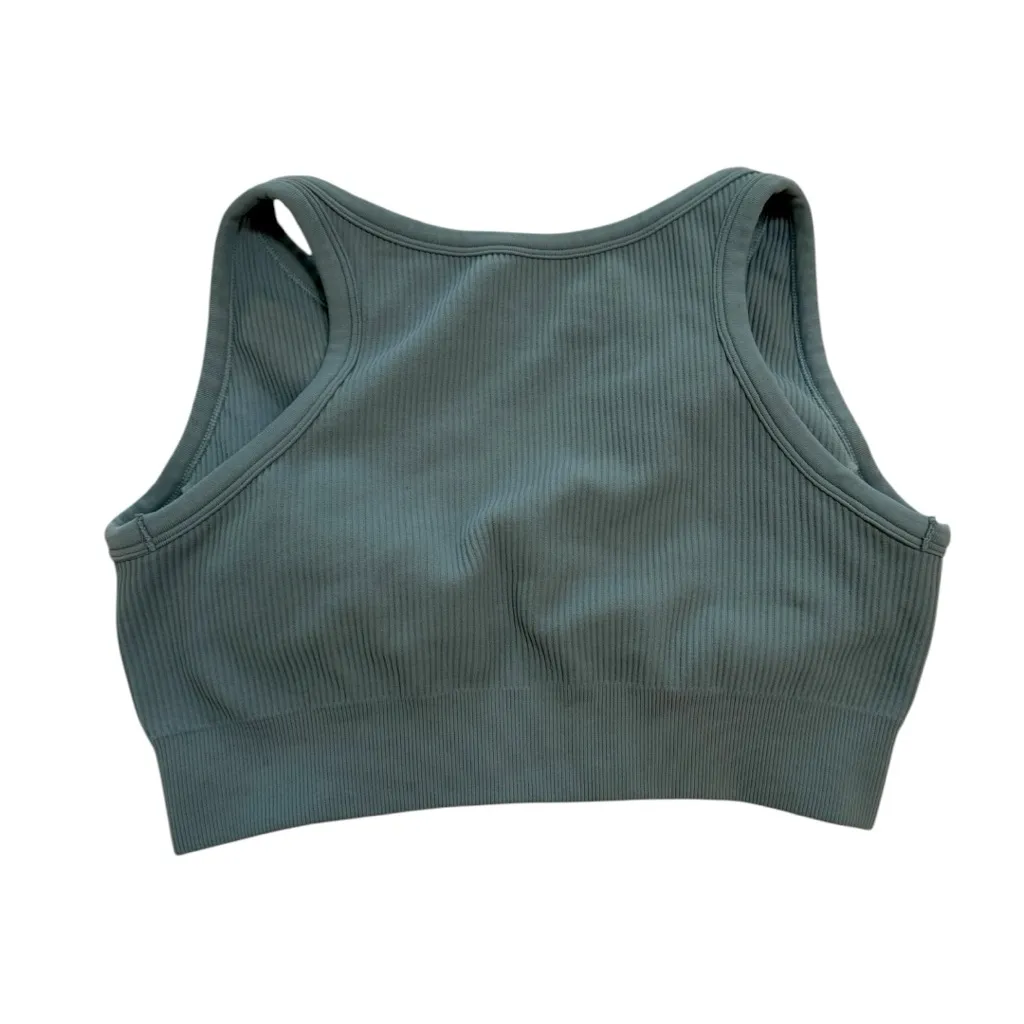 Turquoise Ribbed Sporty Bra Top - Image 3