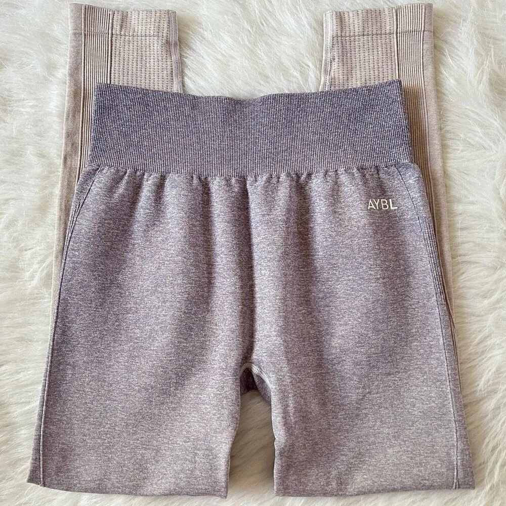 AYBL Pulse Seamless Purple Lilac Ombre Running Gym Workout Leggings Size Medium - Image 3