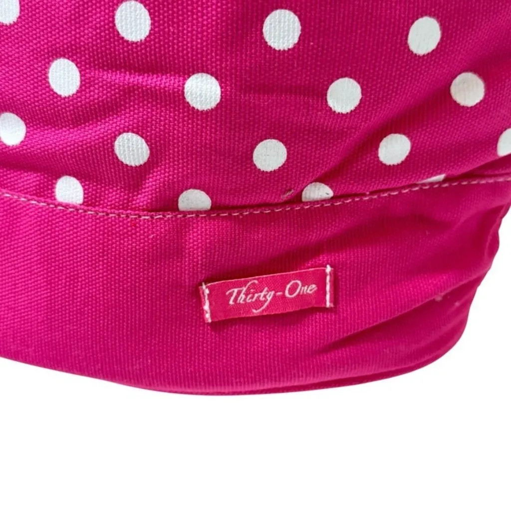 Thirty One Purse Pink White Polka Dots Melanie Name Embroidered Stripe Interior - Image 2