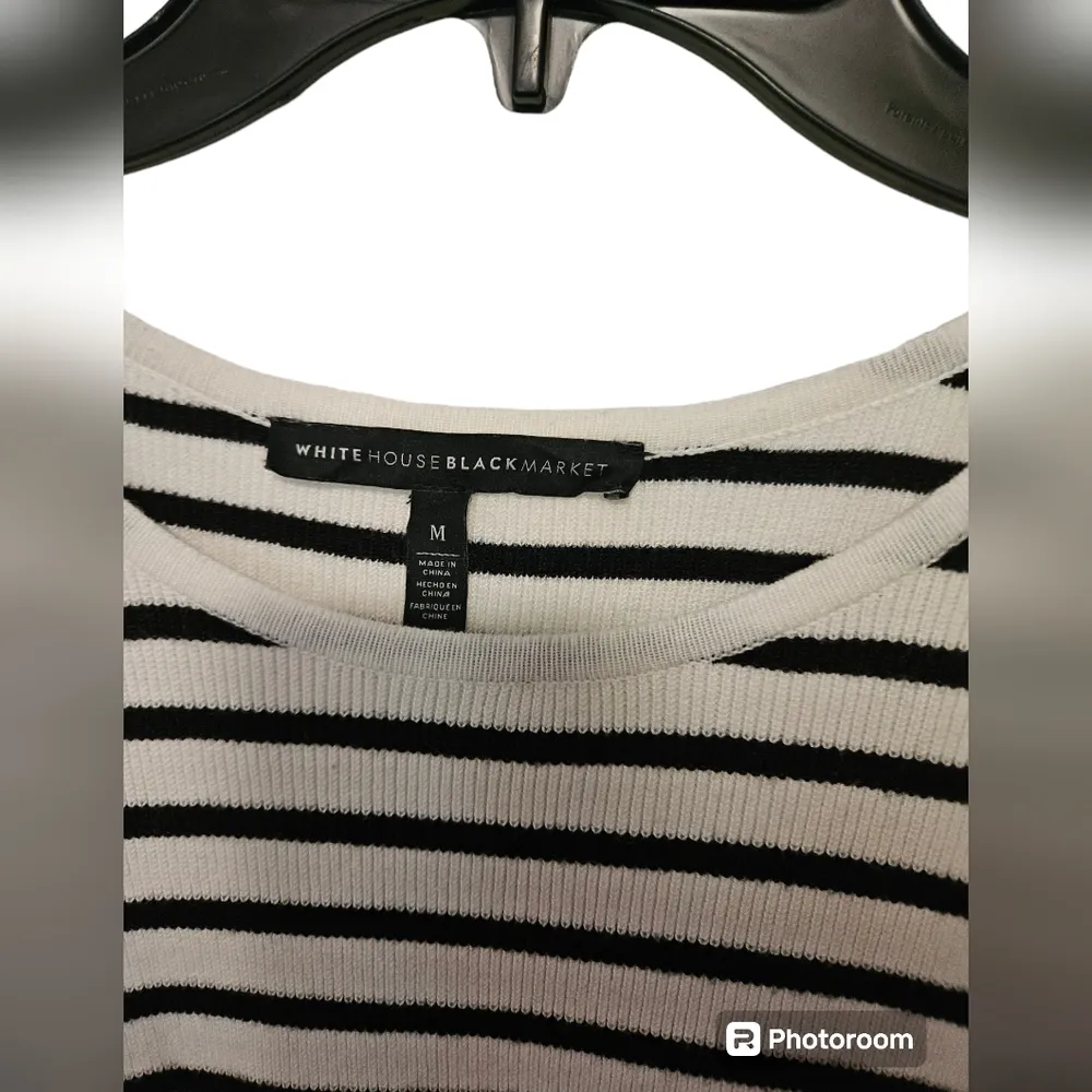White House Black Market Sweater Stripe Ruffle - Image 3