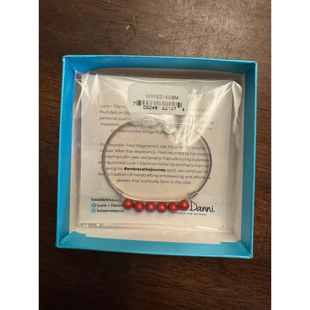 Luca and Danni crystal pearl bangle in scarlet bracelet NIB petite 6.5" Red - Image 2