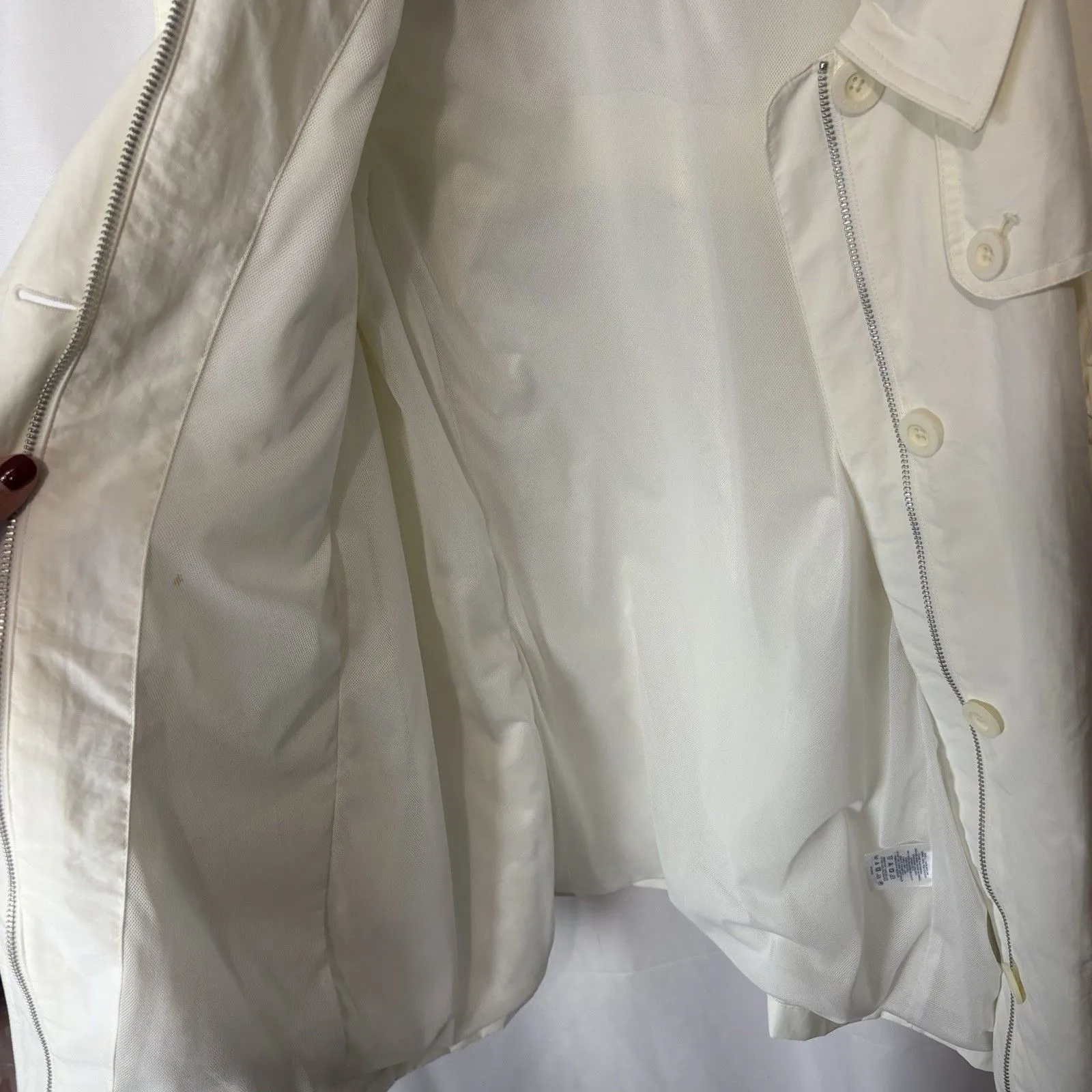 Lands' End Women White Rain Jacket Size 1X 16W 18W Zipper & Button Closure - Image 10