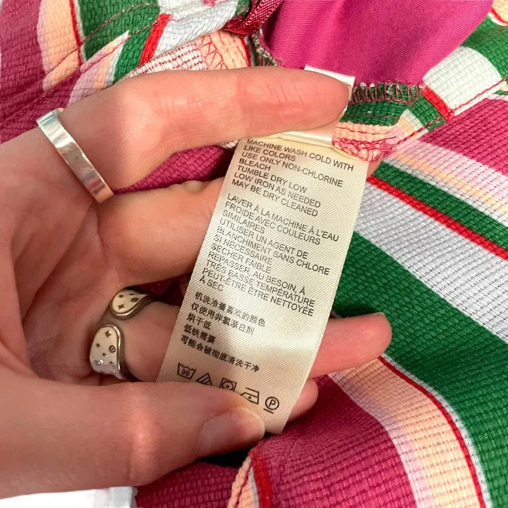 Free People‎ La Paz Stripe Cotton Blend Ankle Pants Berry Combo Size 0 - Image 10