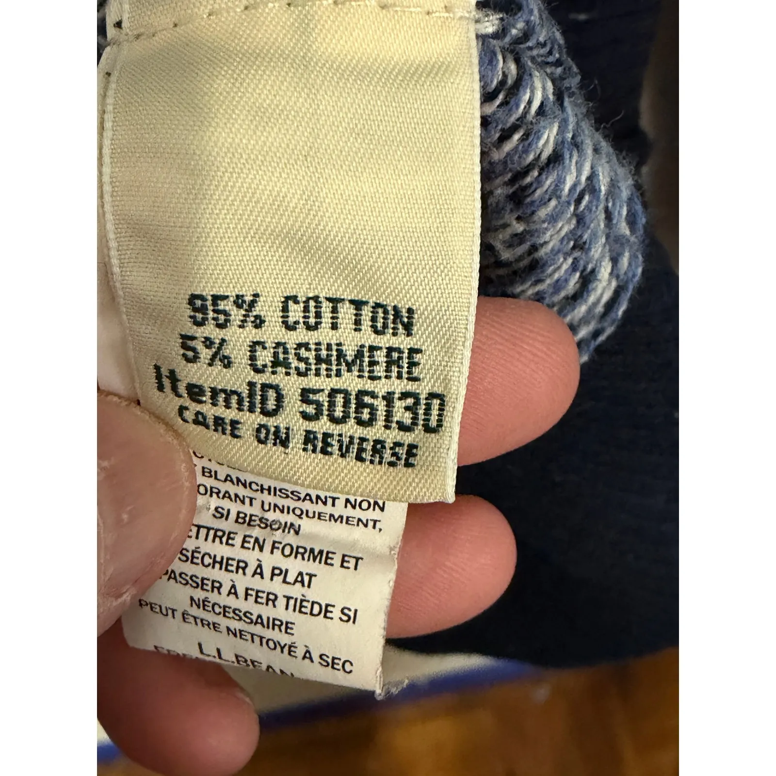 LLBean Women's Herringbone Knit Cardigan Sweater Cotton Cashmere Size M Coastal Blue Size M - Image 3