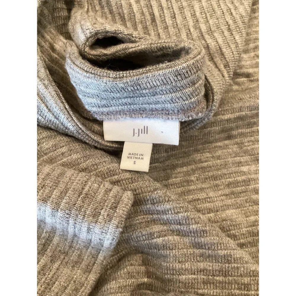 J. Jill Rib Knit Chunky Sweater Dress long sleeve Side Pockets Heather Gray S - Image 9