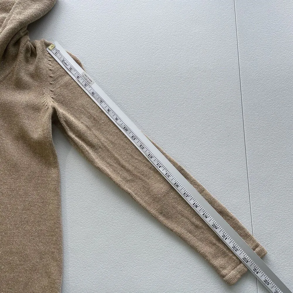 Jones New York Fitted Top Cowl Neck Sweater Brown Gold Metallic Shimmer Womens M - Image 9