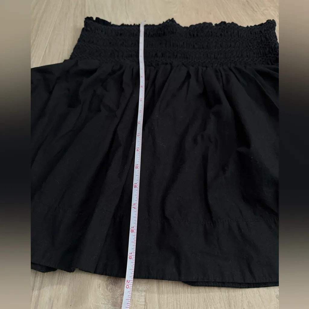 Anthropologie Anthro Cotton Poplin Smocked Waist Pull On Skirt | Black | Large - Image 7