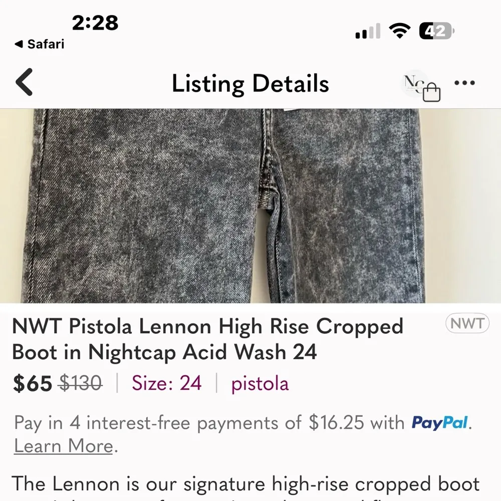 Pistola Lennon high rise crop boot cut size 26 black acid wash grunge emo core - Image 12