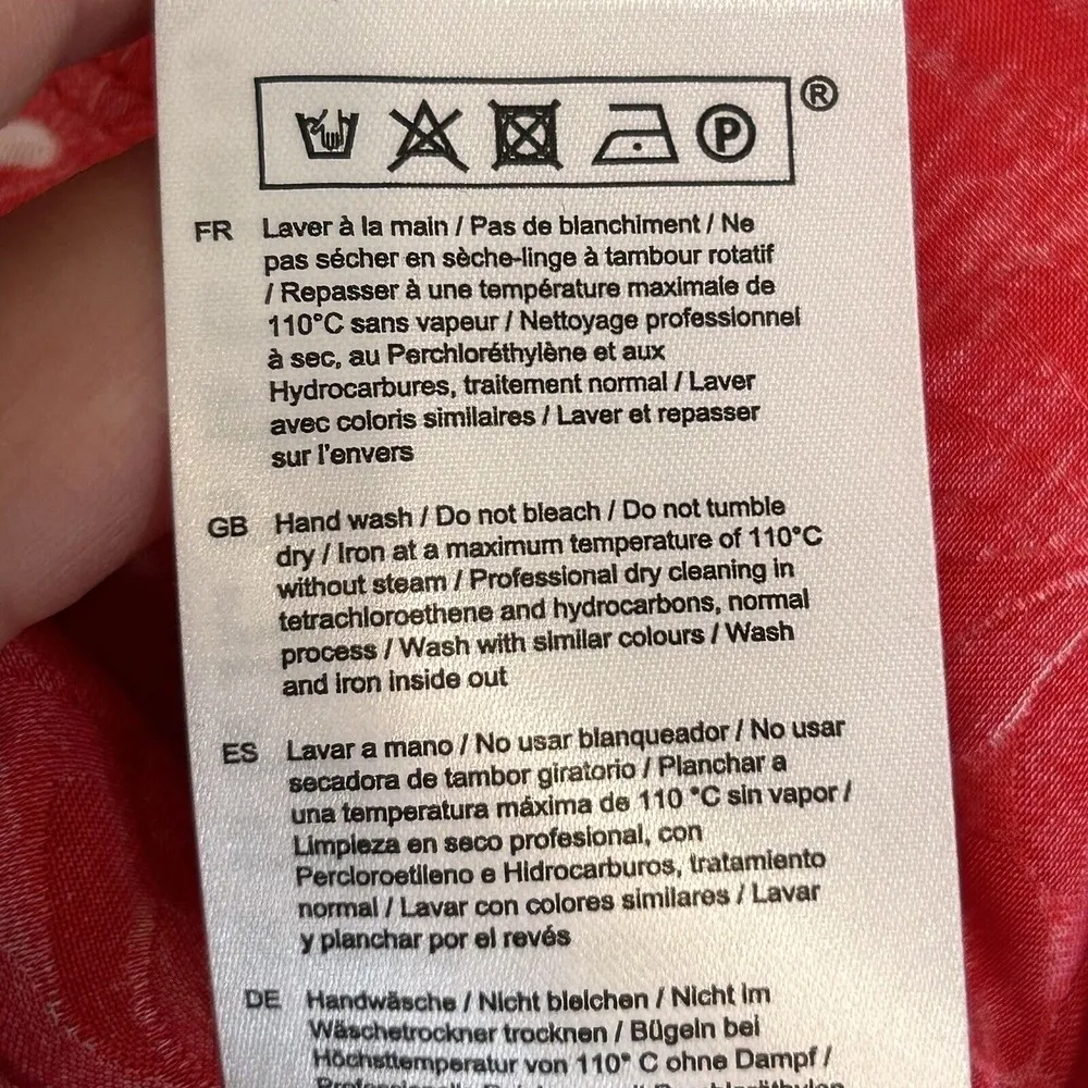 MAJE Womens Red Ripia Twist-Front Polka-Dot Floral Jacquard Mini Dress Sz Small - Image 9