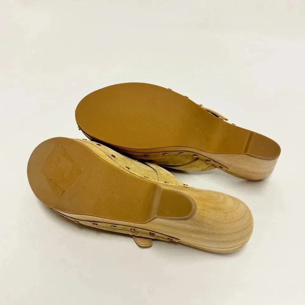 NWOT Veronica Beard Hendrix Suede Clog - Boho Backless Heeled Clog - Image 10