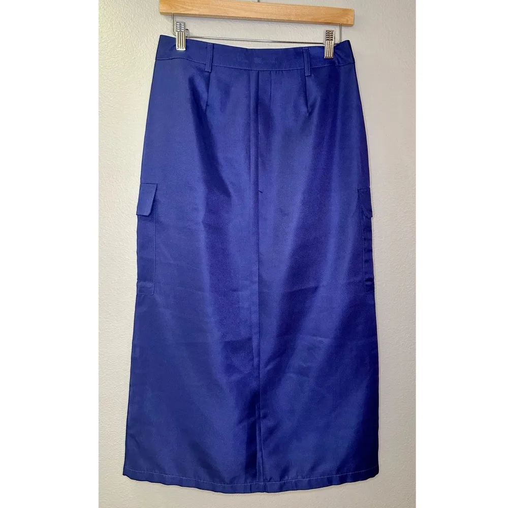 NWT Vero Moda Curve Sikka High Waist Cargo Midi Skirt Astral Aura Purple Satin - Image 4