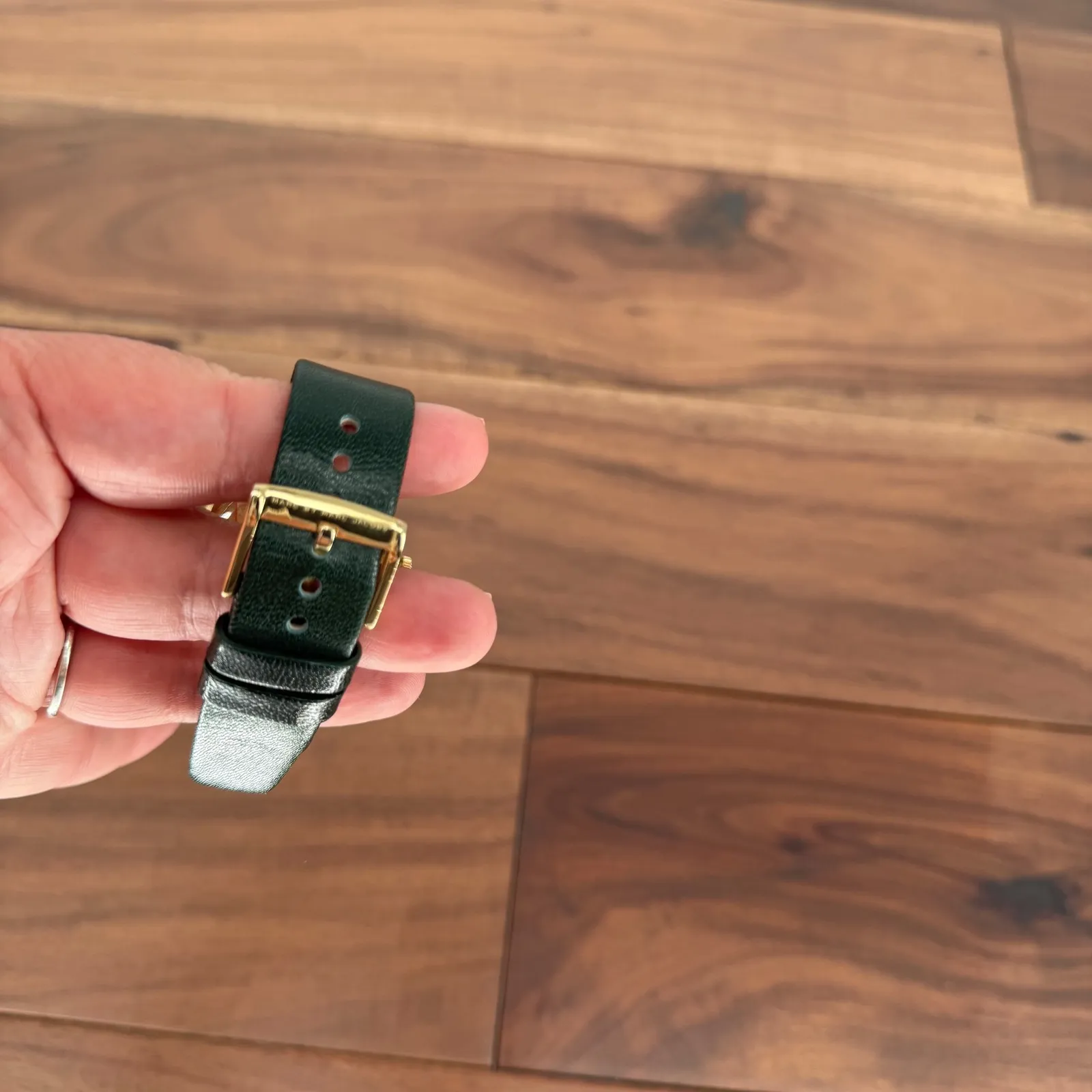 Marc by Marc Jacobs Gold Tone Green Leather Band Watch Black Face - Image 10