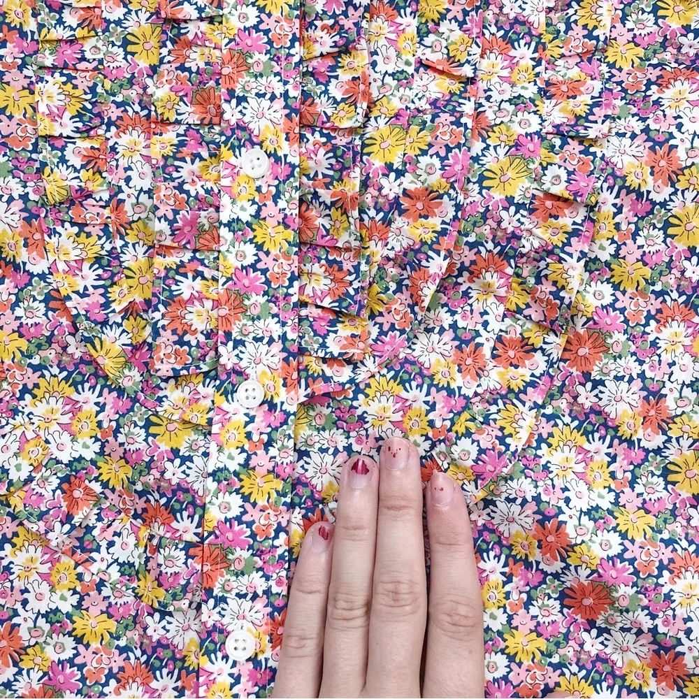 J Crew • Band-collar ruffle-front shirt Liberty Libby floral print button down - Image 7