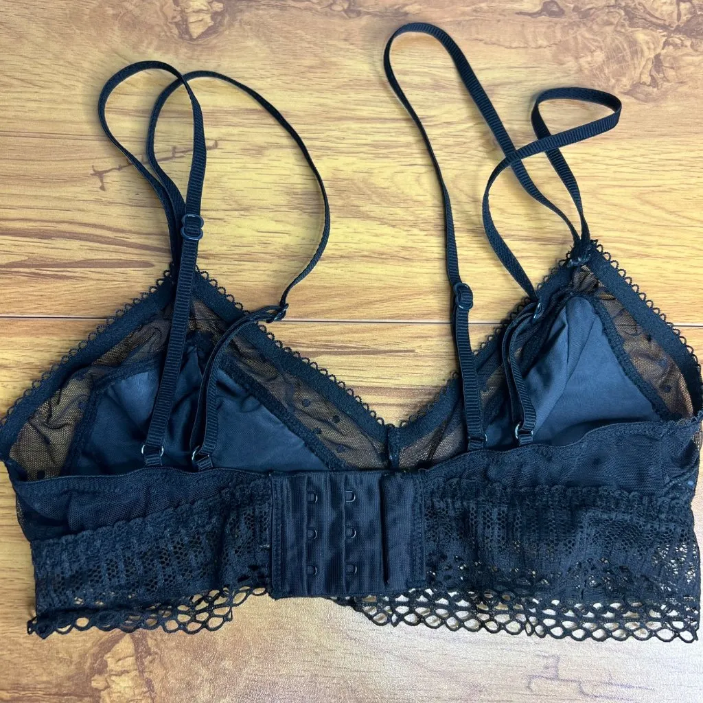 Victoria's Secret Lace Bralette Size XS Black Mesh‎ Detail Adjustable - Image 4