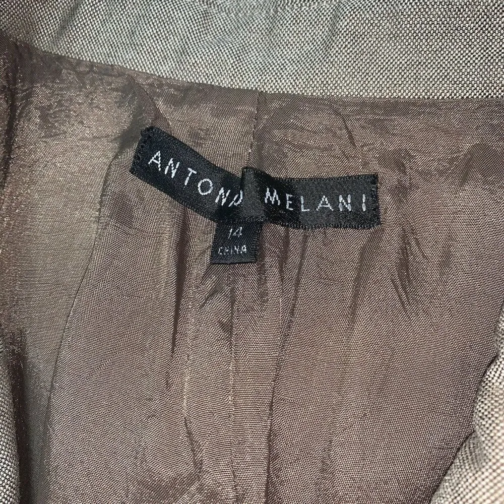 Antonio Melani Womens Blazer Jacket Size 14 Brown Lined Button Career Stretch - Image 4