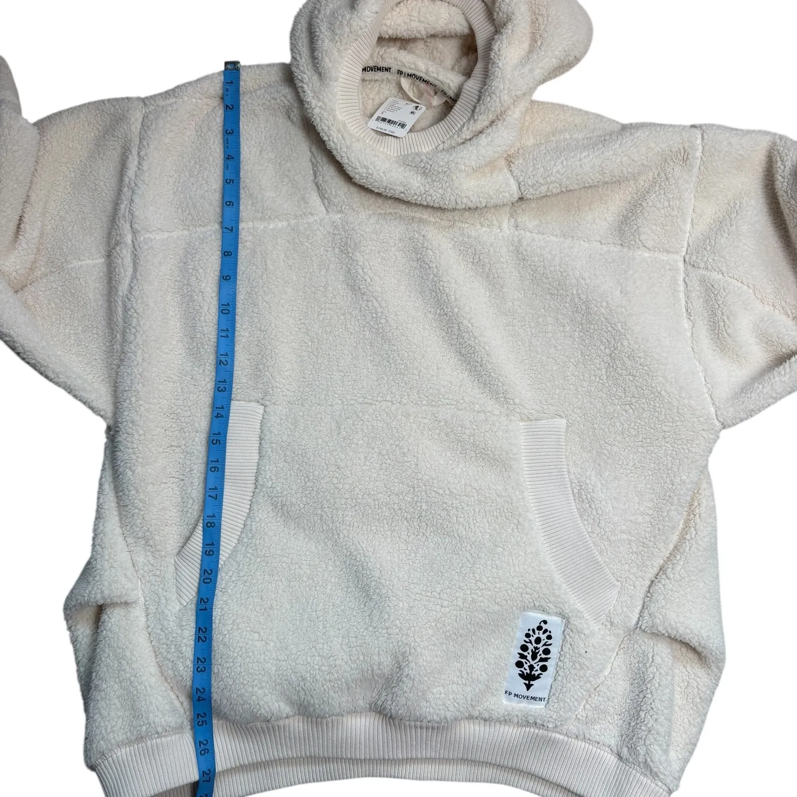 Free People NWT Scout It Out Sherpa Fleece Hoodie Cream Oversized Size S - Image 8