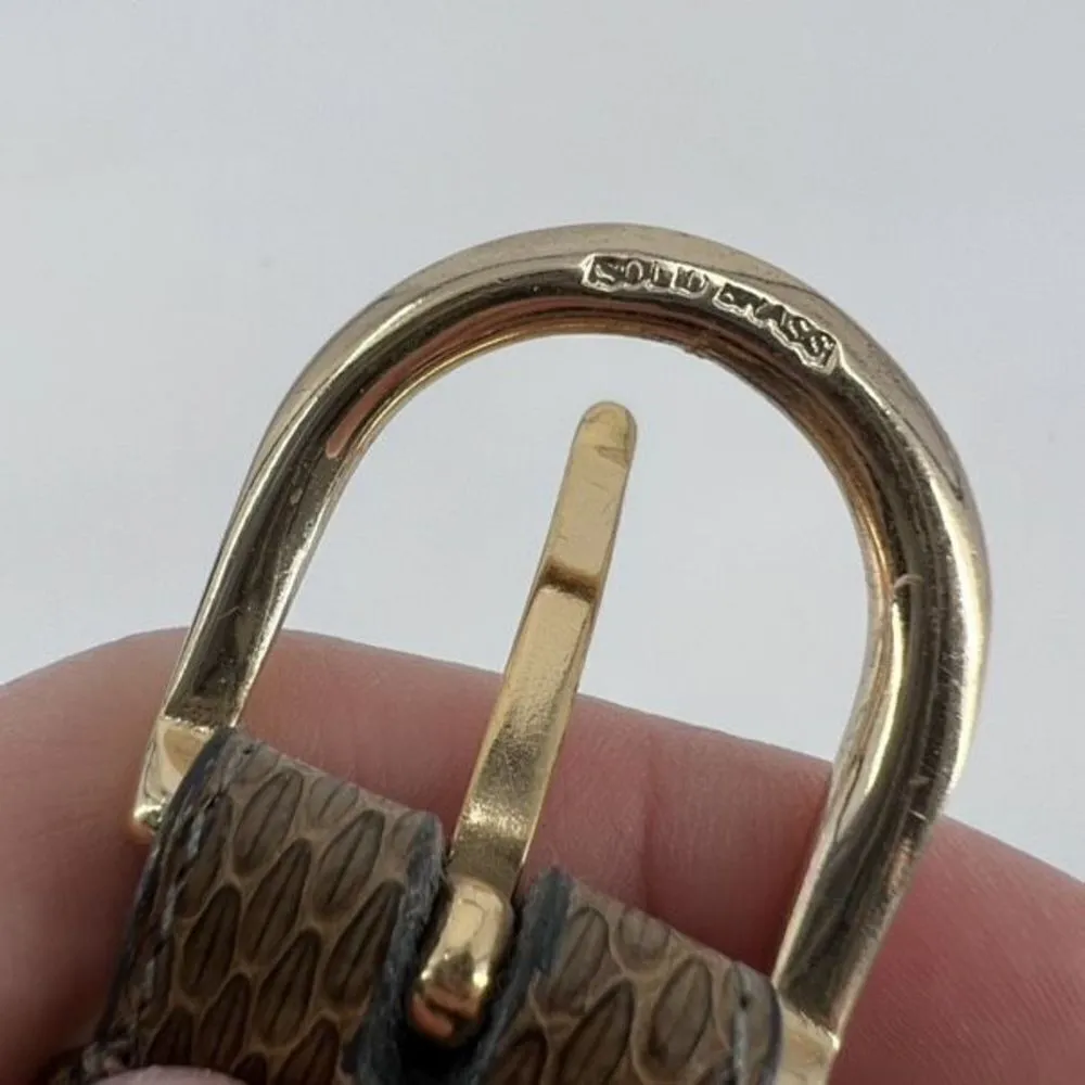 Vintage Women’s solid brass Buckle Genuine Snakeskin Belt Brown Black Size 32 la - Image 5