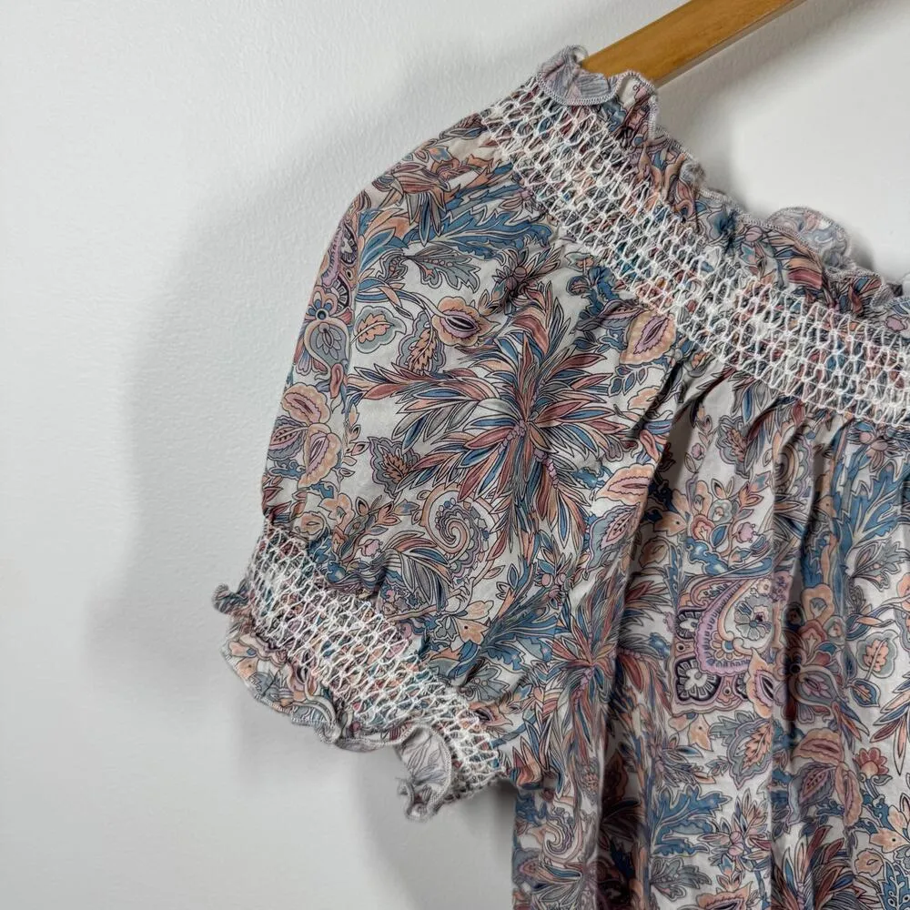 J.Crew Smocked Cotton Top in Liberty® Faraway Plum Floral Women M Spring Cropped Blue Size M - Image 3