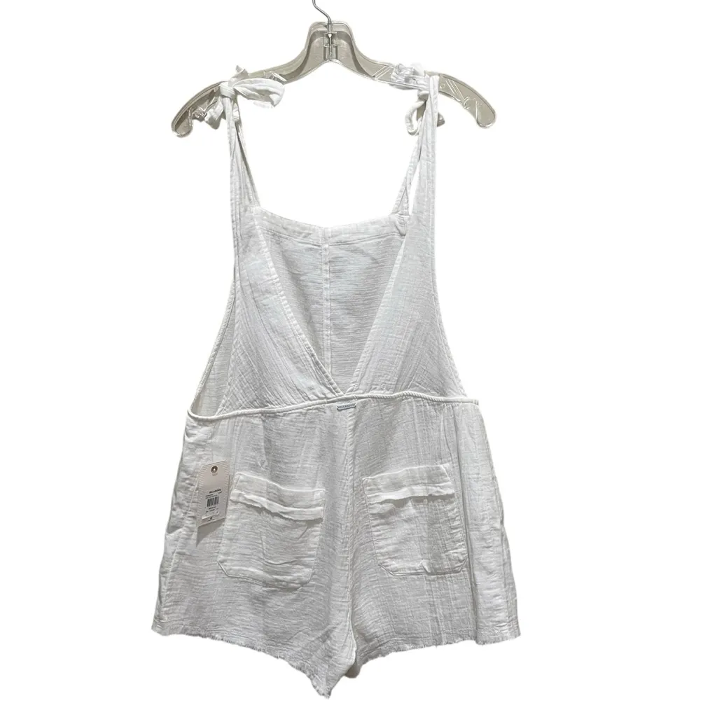 Billabong Girl On The Run White Cotton Tie Strap Romper Women’s Size Medium - Image 9