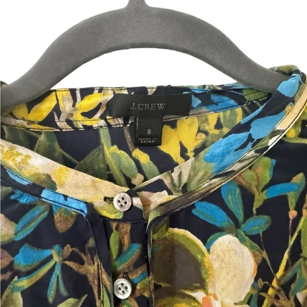 J.Crew 100% Silk Watercolor Floral Ruffle A-Line Dress Pockets size S - Image 3