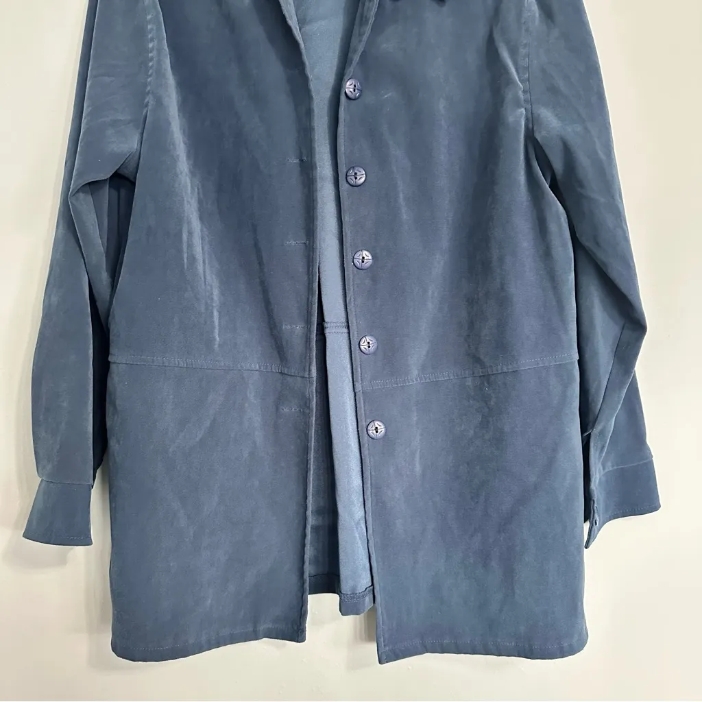 Vintage Spago Velvet Blue Suede Button Down Jacket 10 Medium - Image 12