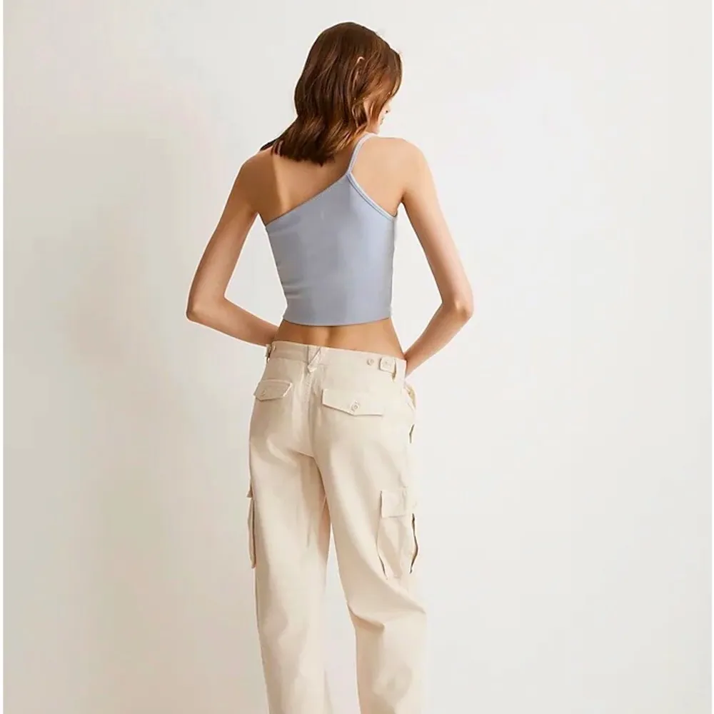 Madewell One Shoulder Crop Tank In Sleekhold Ribbed Peri Blue S NWT - Image 3