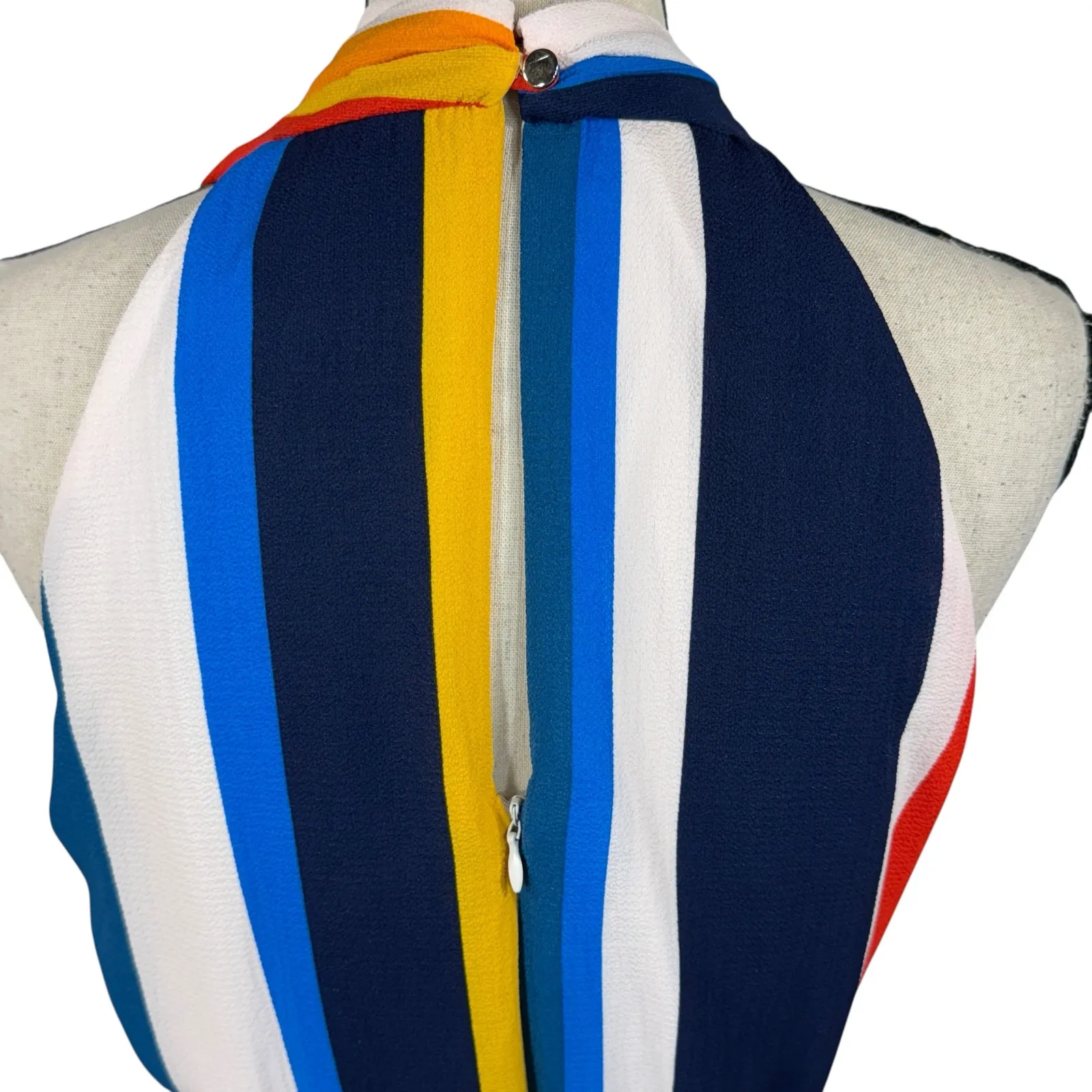 Julia Jordan SZ 8 Hi-Low Maxi Dress Striped Ruffled Surplice V-Neck Belted New - Image 7