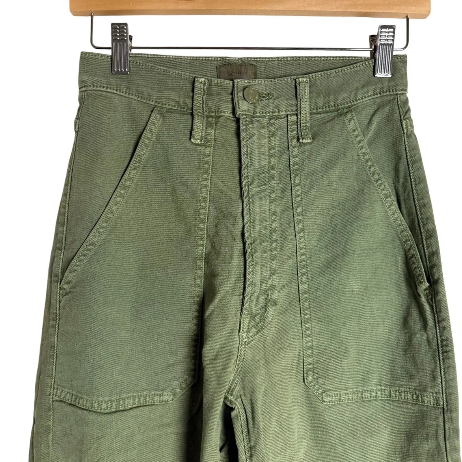 Mother The Wrapper Patch Springy Utility Jogger Jeans Army Green Size 26 - Image 5