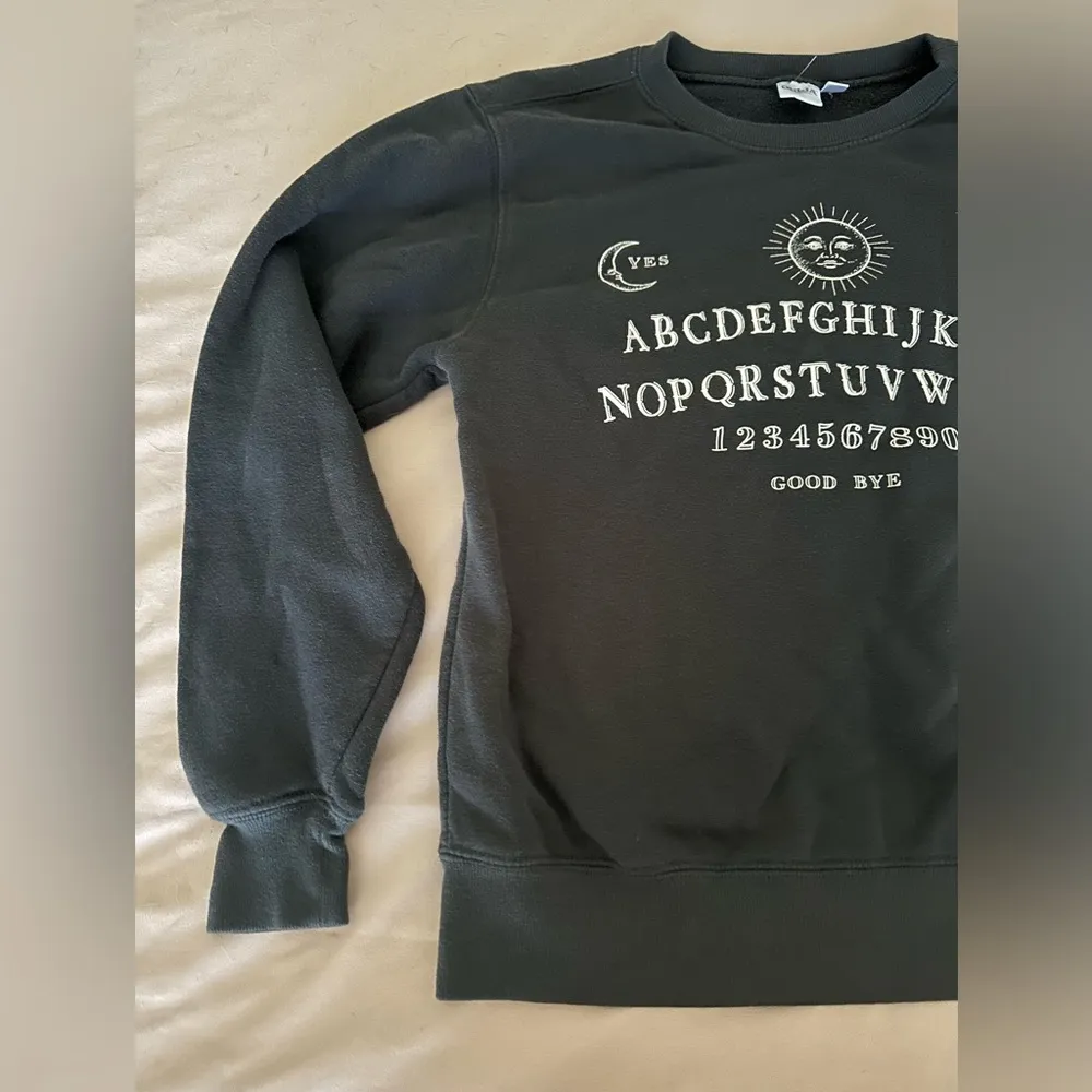 Ouija Board Womens Black Graphic Oversized Sweatshirt Size XS - Image 2