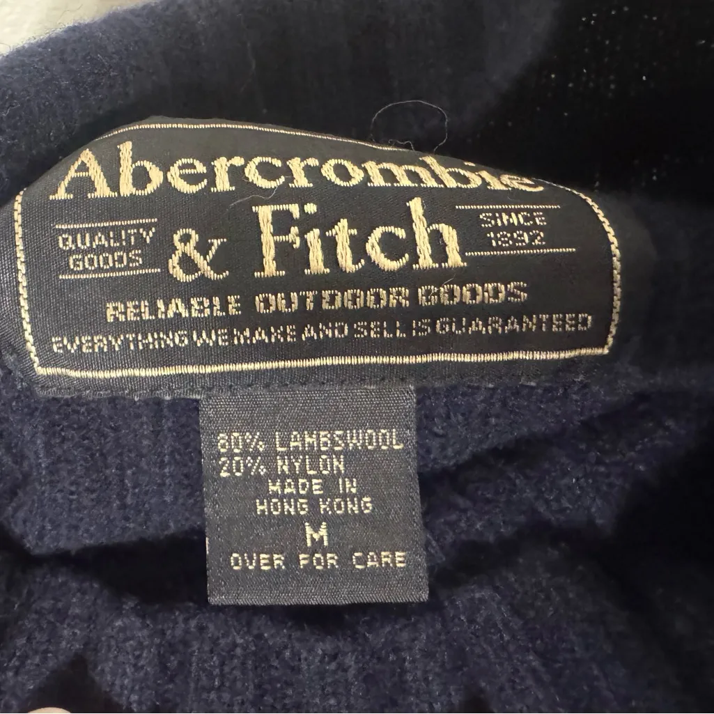 Vintage Abercrombie & Fitch Lambswool Blend Funnel Neck Sweater 90s Y2K Medium - Image 12