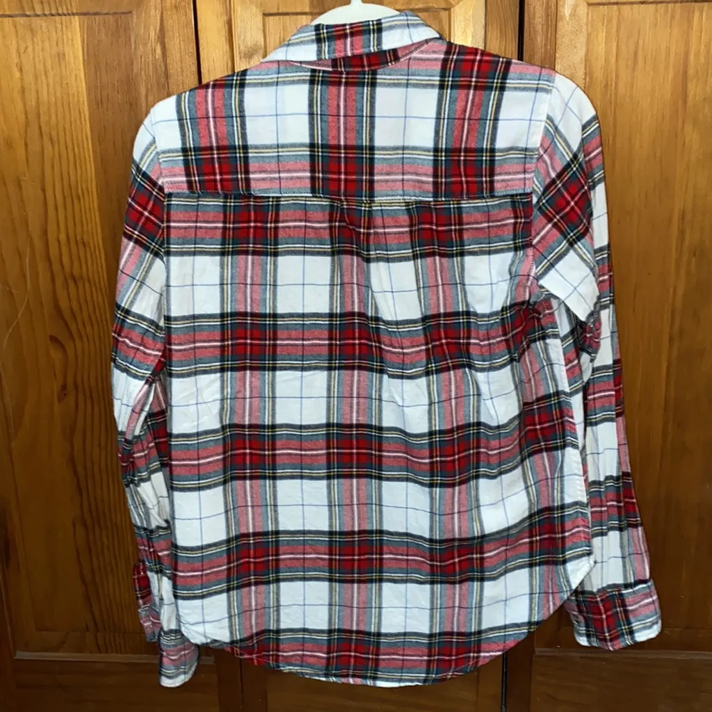 EUC Abercrombie & Fitch Red and Green Plaid Flannel, Size Small - Image 2