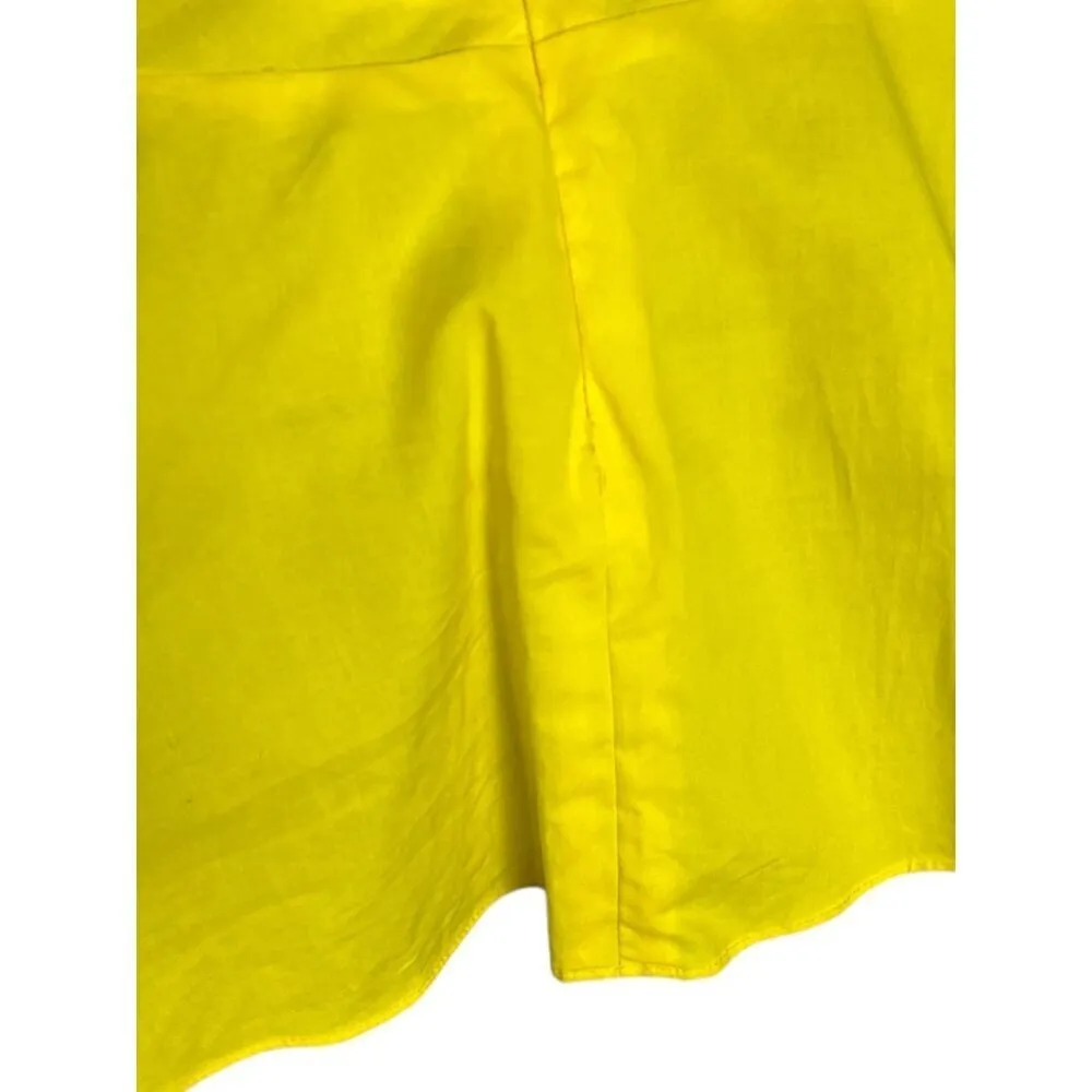Proenza Schouler White Label Women's 8 Poplin V-Neck‎ Top Bright Yellow Peplum - Image 9