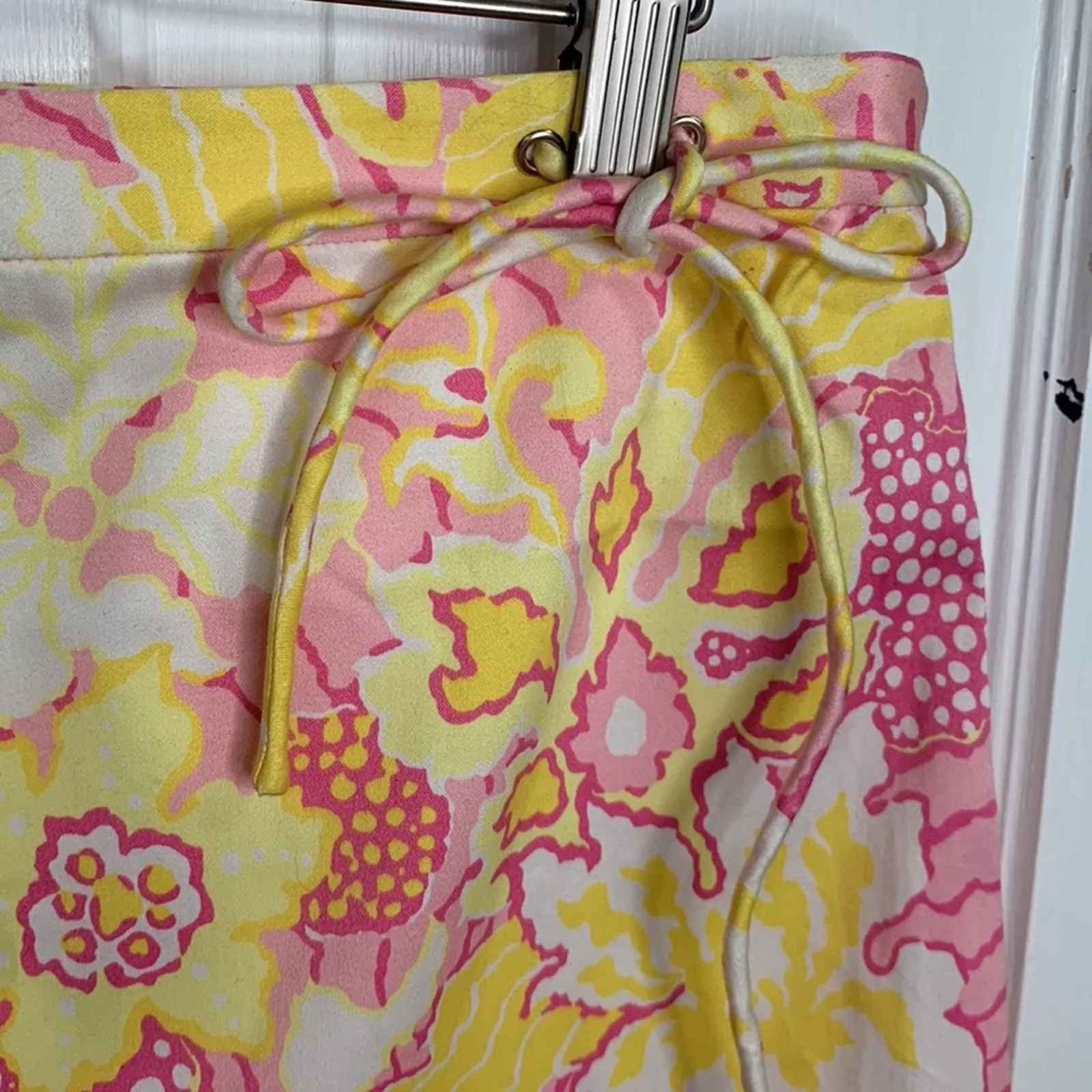 Tibi Yellow Pink Floral Ruffle Trim Drawstring Waist Skirt NEW W-398 Sz 8 - Image 3
