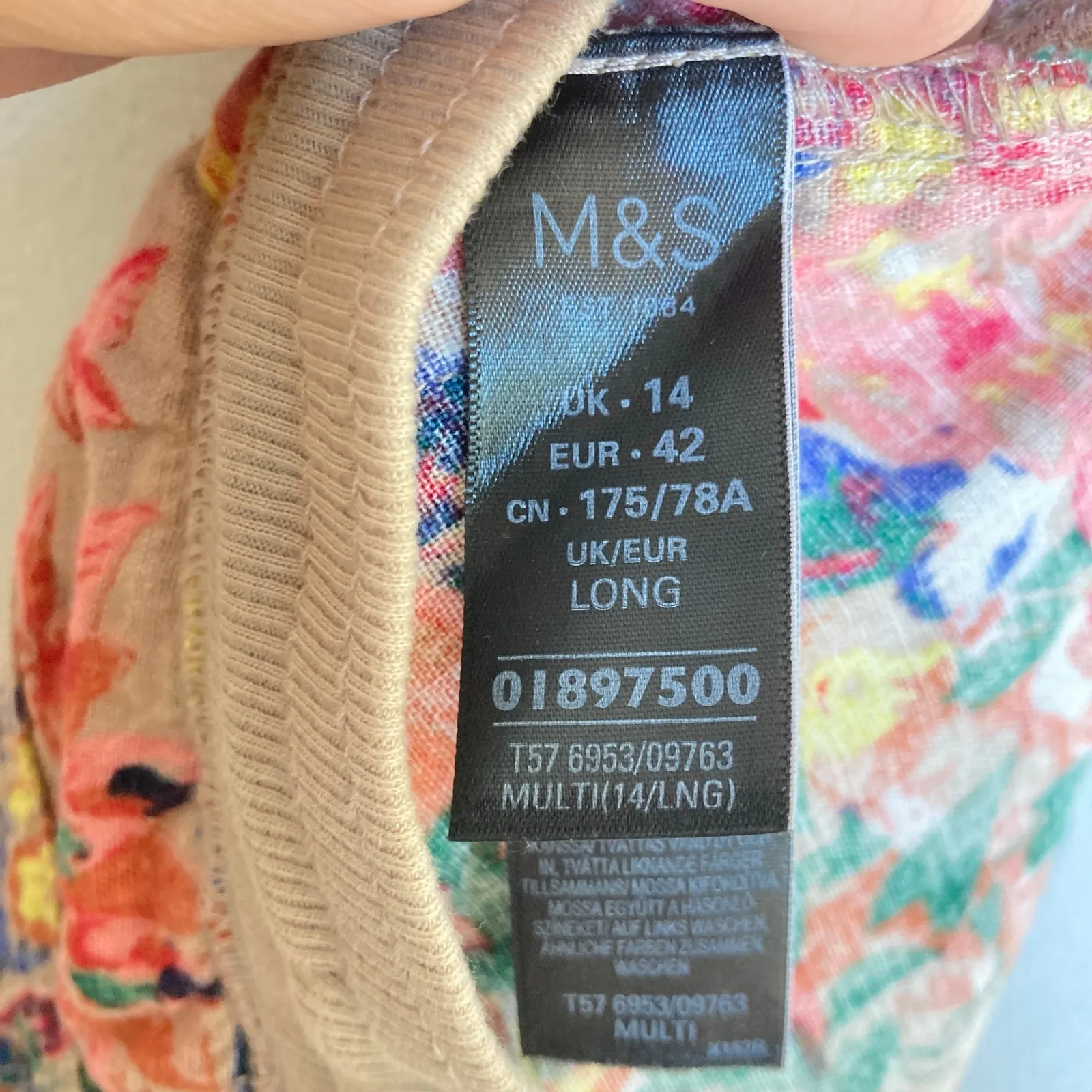 M&S Collection Women UK 14/US 10 Floral Linen Blend Ankle Pant Beachy Resort Tan - Image 6