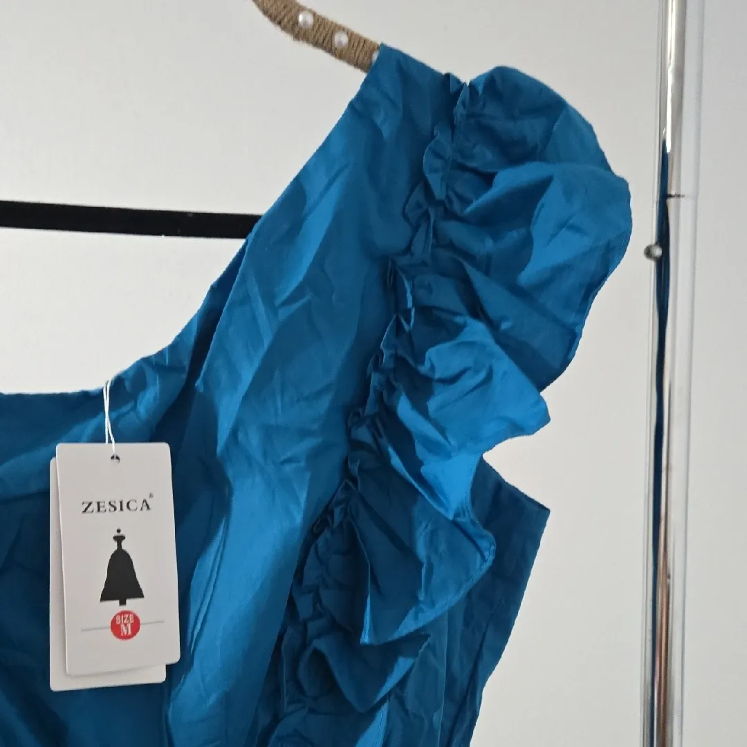 Zesica Blue Ruffle Dress Size M - Image 3
