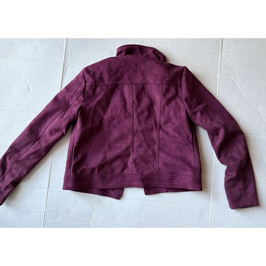 Philosophy Faux Suede Leather Moto Jacket Mulberry Purple Size XS Open Front - Image 7