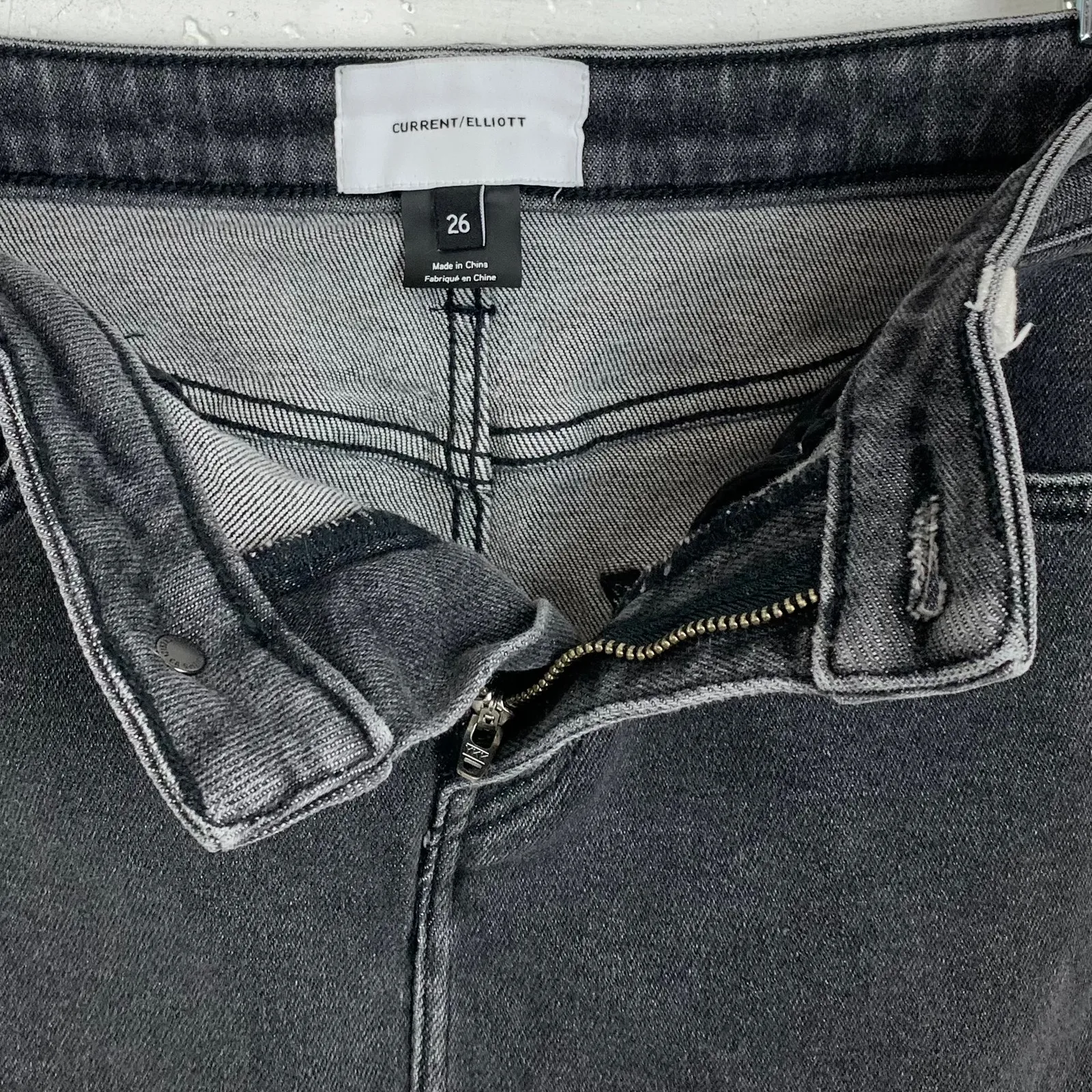 Current Elliott The 5 Pocket Mini Denim Skirt Black White Cotton Stretch Size 26 - Image 9