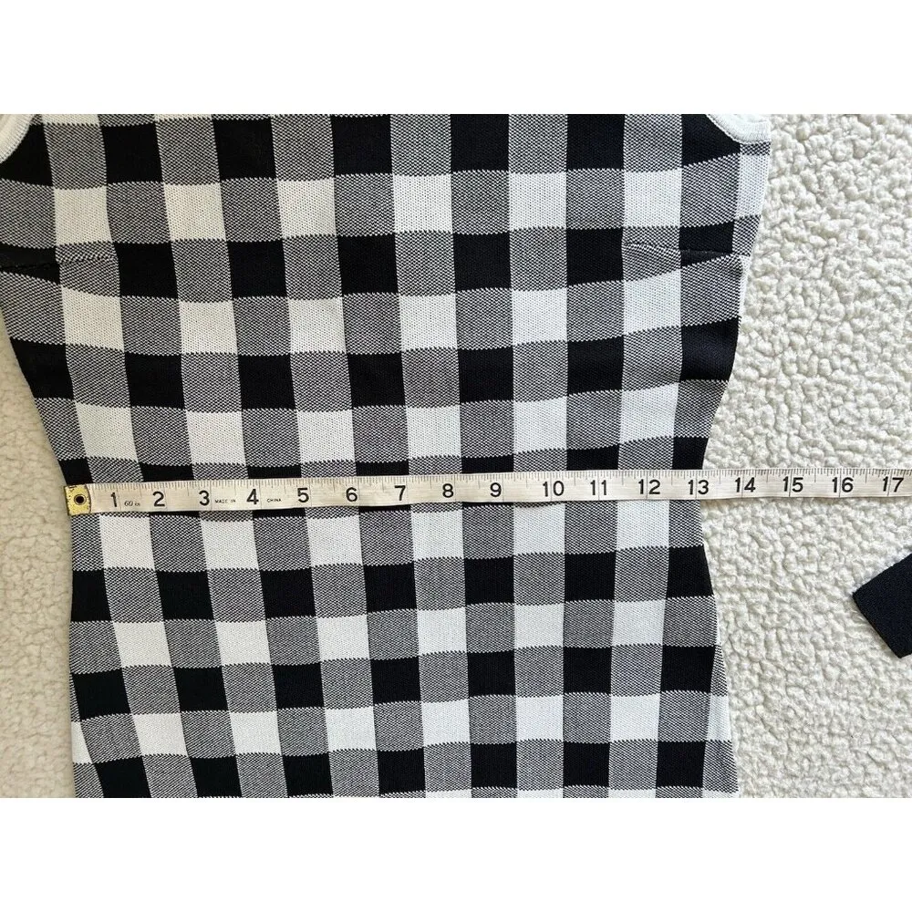 Endless Rose Black/White Gingham Print Sleeveless Body-con Midi Dress Size S - Image 7