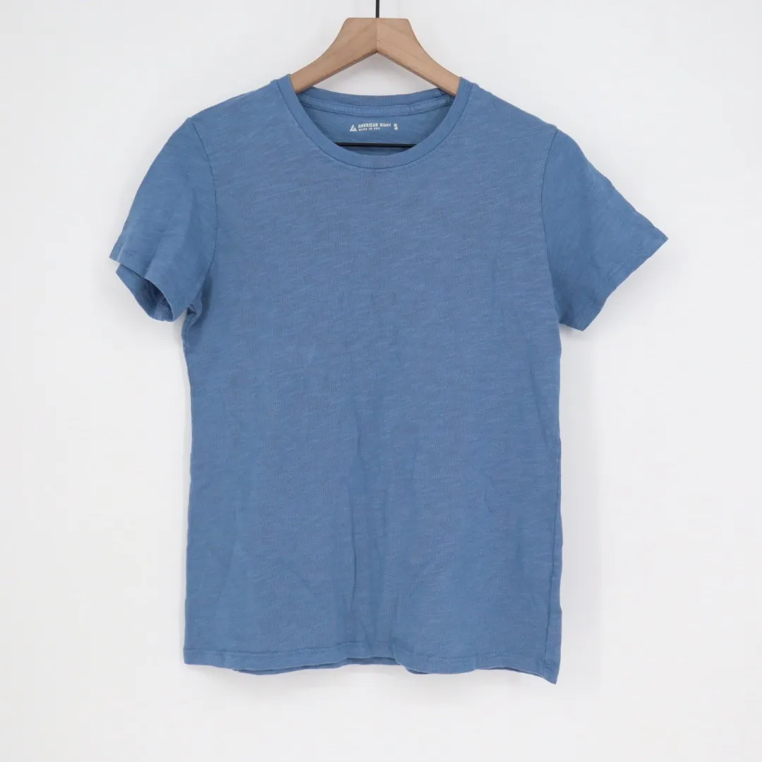 American Giant Womens Crew Neck T Shirt Blue Cotton Size S Made in USA - Image 2