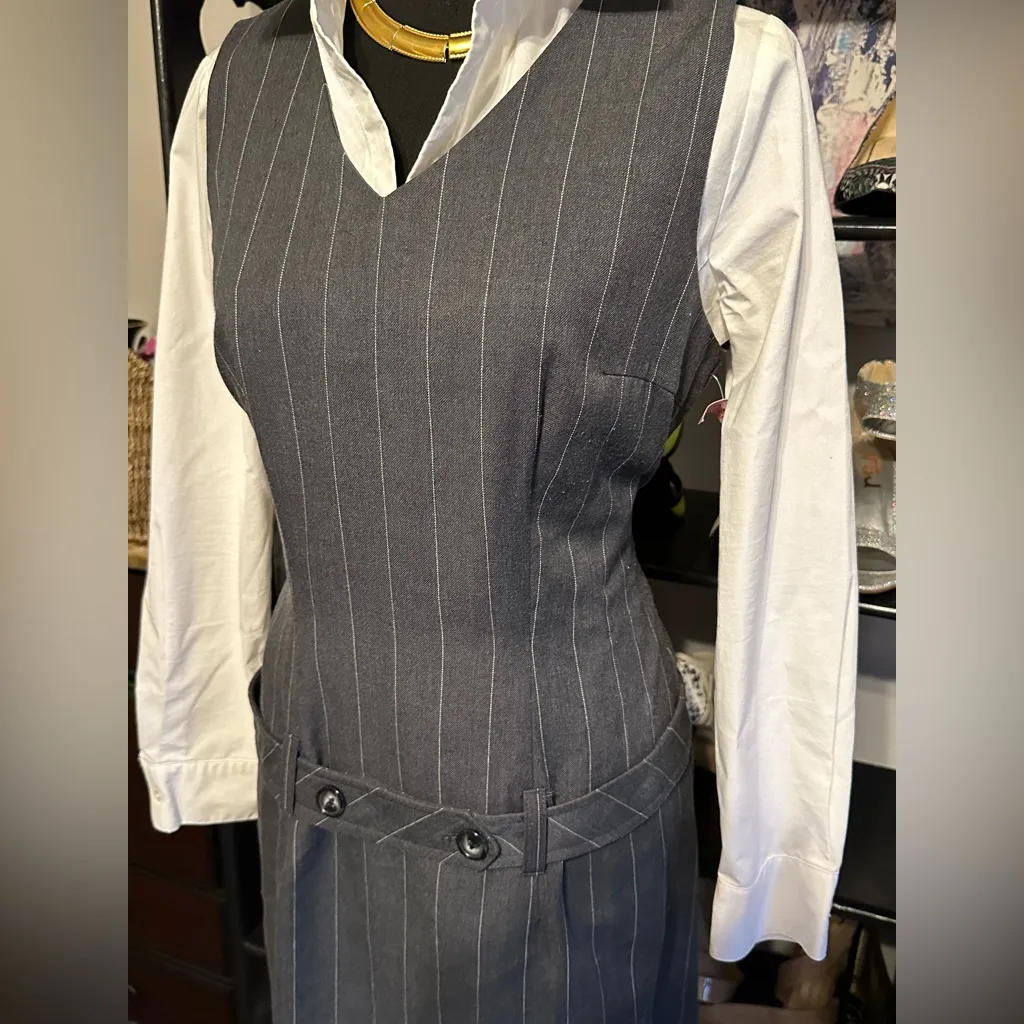 Pine Cove sz 6 gray & white pinstripe lady’s dress - Image 2