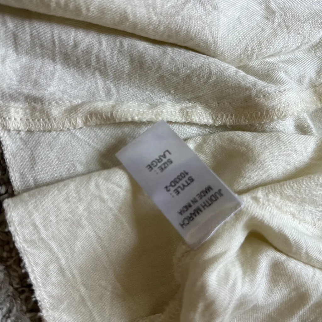 Judith March Cream dress with Blue Embroidery and Colorful Tassels - Image 9