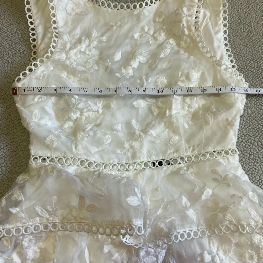 NWOT Lulus Look So Sweet White Floral Embroidered Organza Mini Dress - Image 2