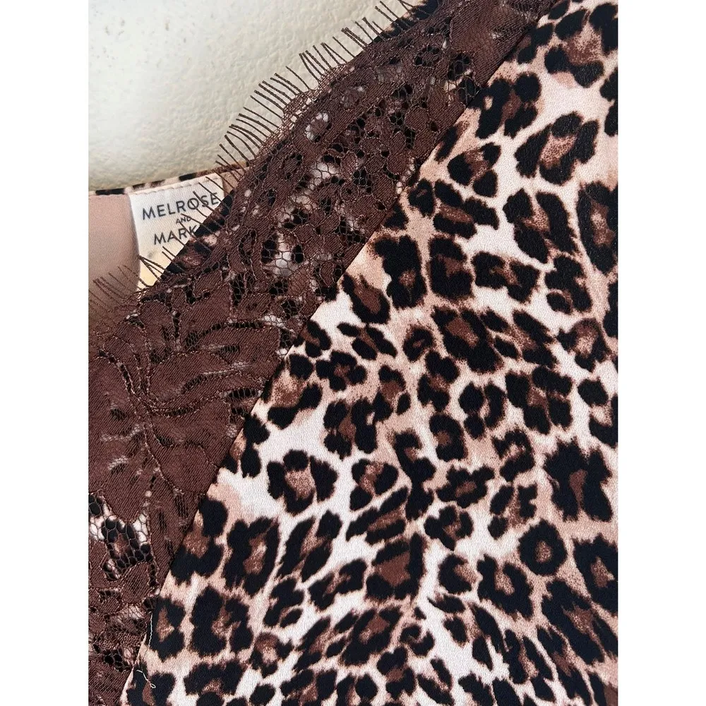 Melrose & Market Nordstrom NWT Small Leopard Cheetah Print Lace Cami Tank Top - Image 3
