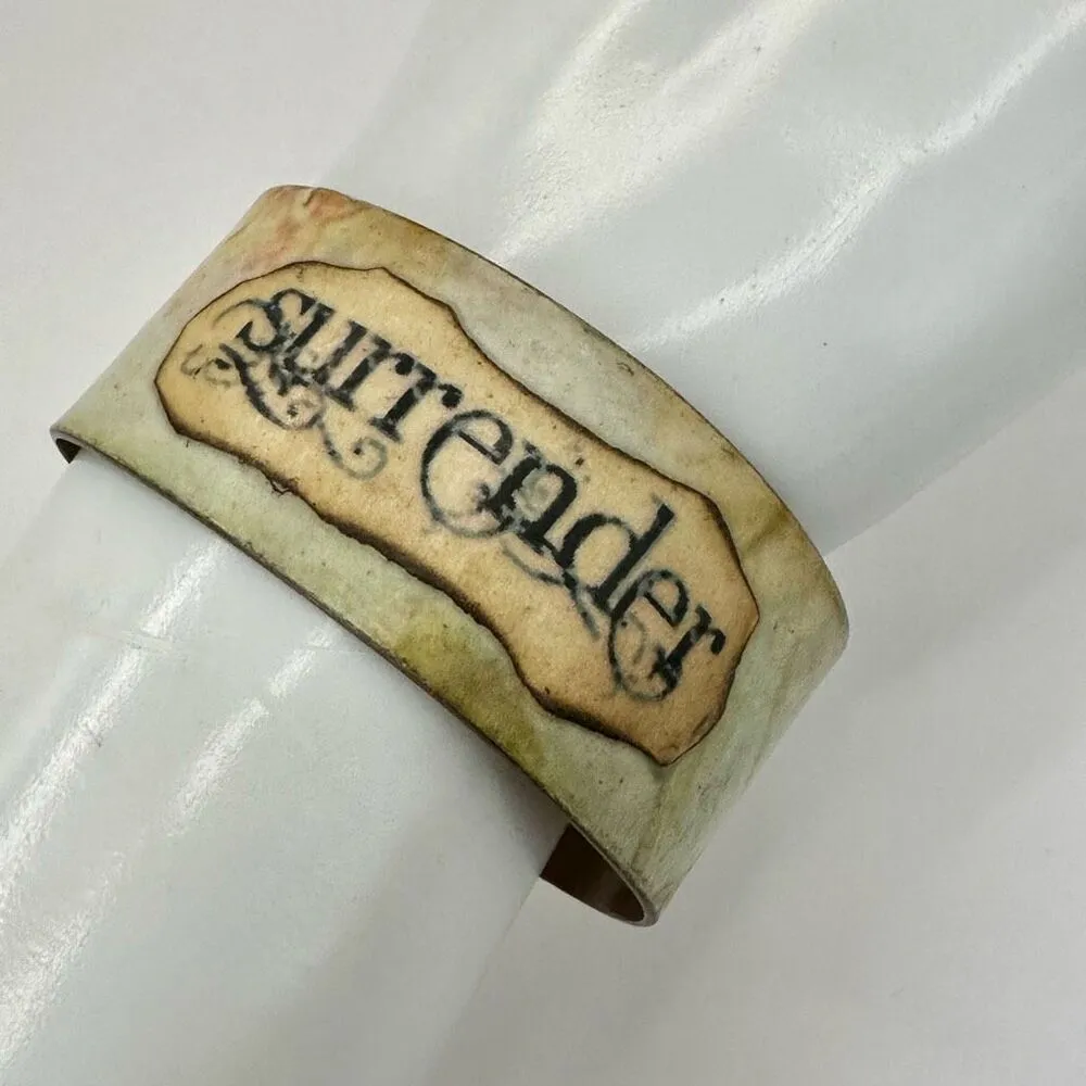 Surrender inspirational copper cuff bracelet - Image 2