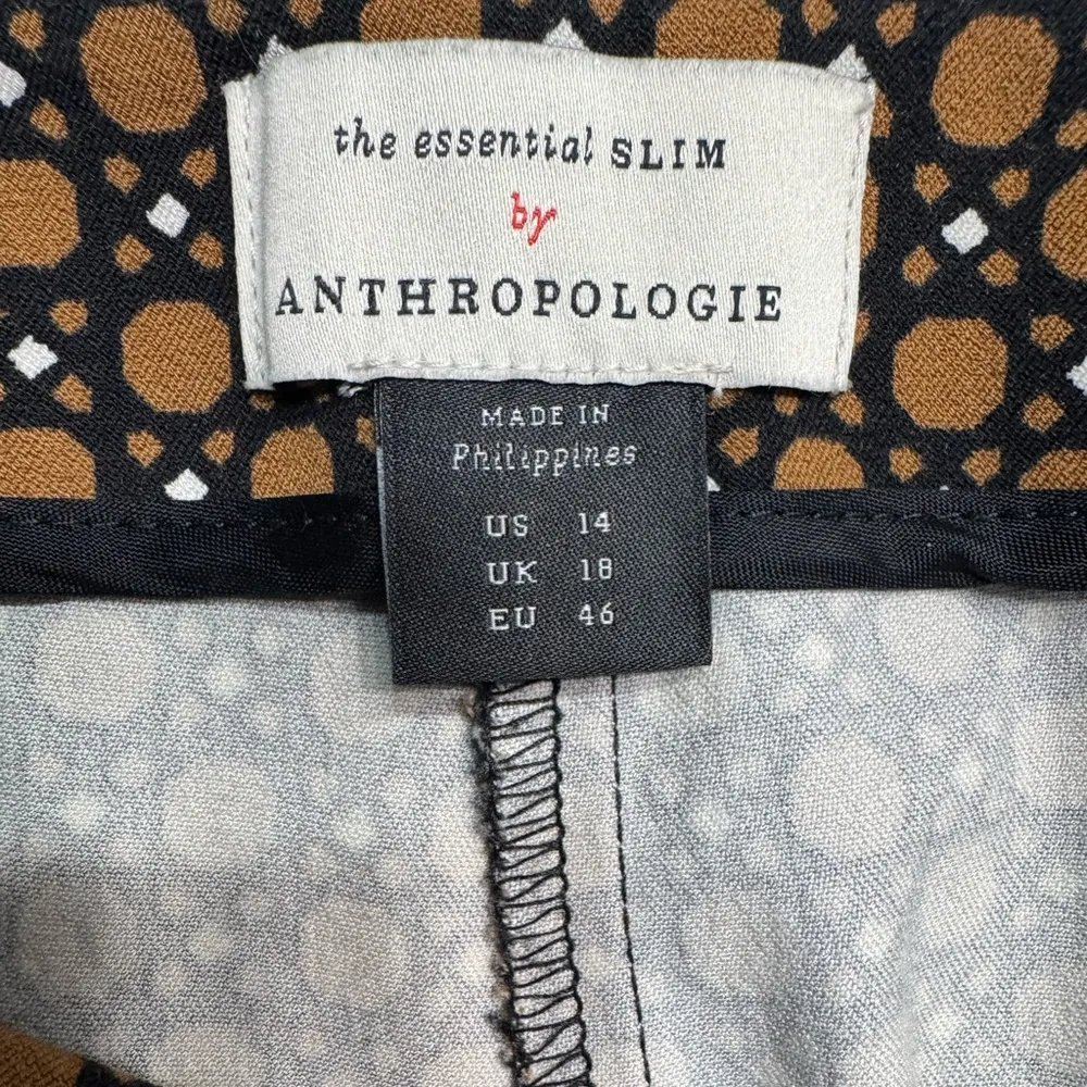 Anthropologie The Essential Slim Trousers Pants Geometric Women’s Size 14 - Image 6