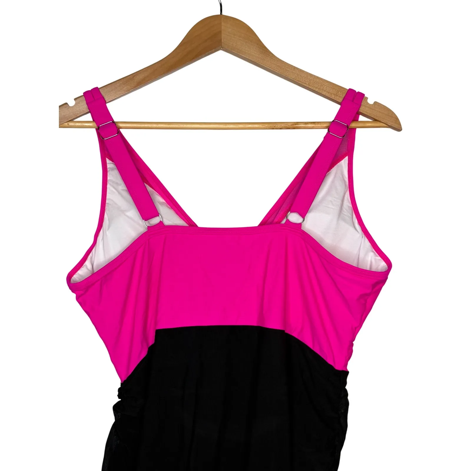 Mesh Ruched Swimdress One Piece Hot Pink Black Women Plus Size XXL‎ NWOT - Image 10