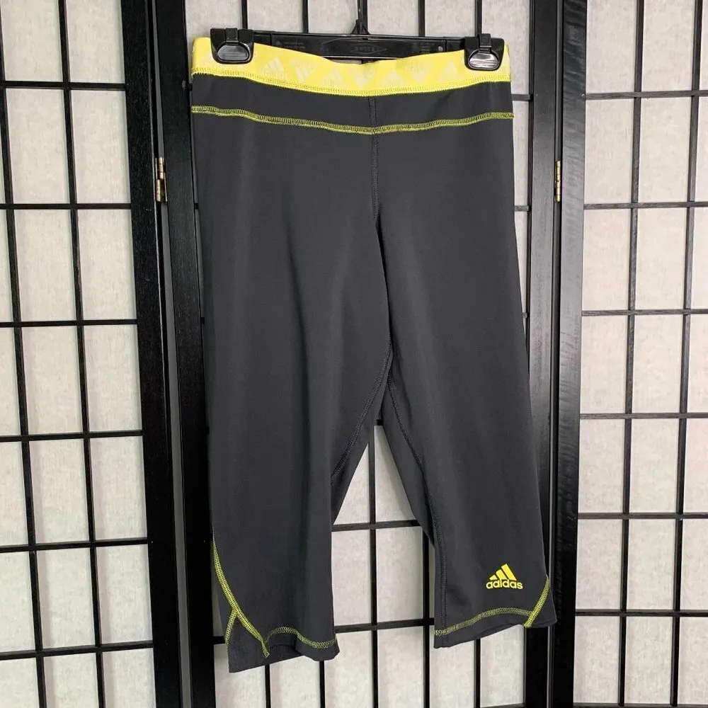 Adidas Athletic Workout Running Soccer 5k Yoga Crop Leggings Grey Small - Image 4