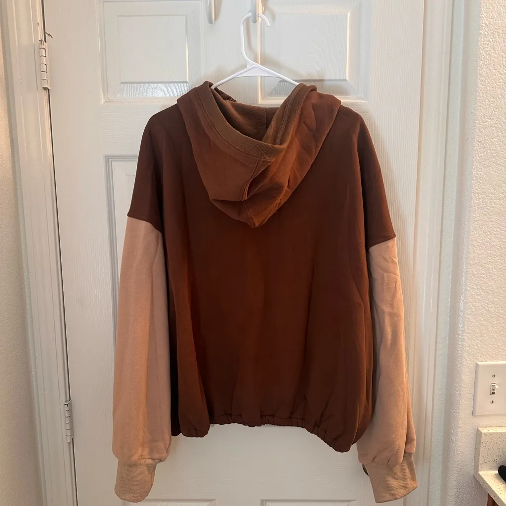 BiBi Colorblock Half Zip Hoodie Brown Size XL - Image 4